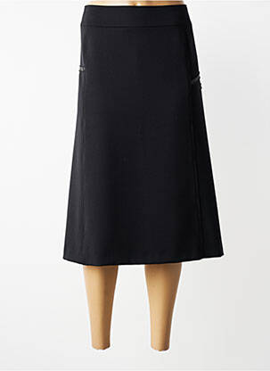 Jupe mi-longue coupe évasée noir GEVANA femme