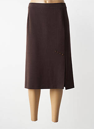 Jupe mi-longue coupe droite marron GRIFFON femme