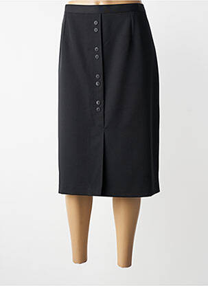 Jupe mi-longue coupe droite noir 20/20 femme