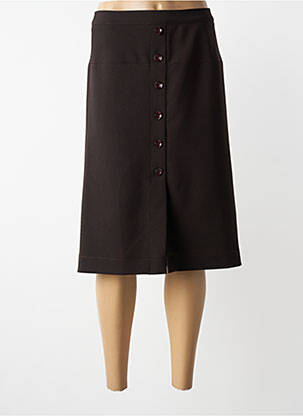 Jupe mi-longue coupe droite marron 20/20 femme