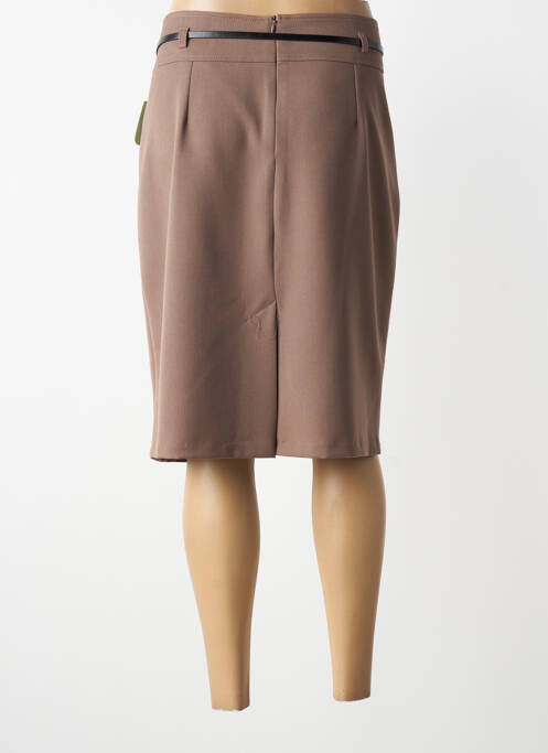 Jupe mi-longue coupe droite marron LORENA PARIS femme