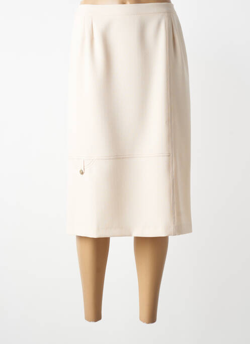 Jupe mi-longue coupe droite beige GEVANA femme