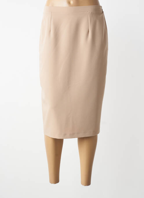 Jupe mi-longue coupe droite beige GRIFFON femme