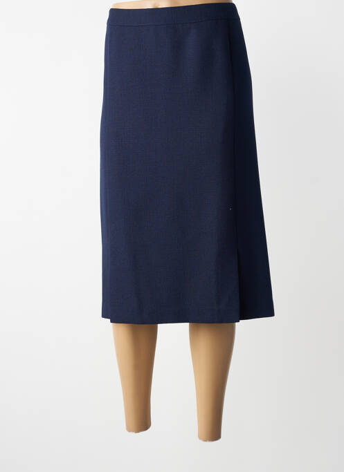 Jupe mi-longue coupe droite bleu GUY DUBOUIS femme