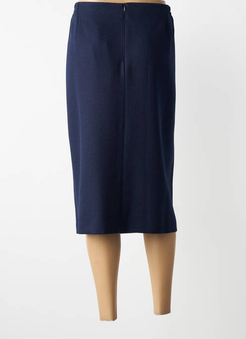 Jupe mi-longue coupe droite bleu GUY DUBOUIS femme