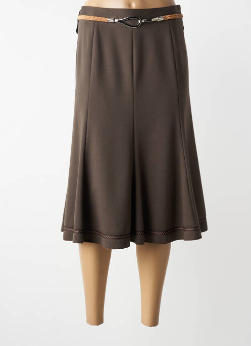 Jupe mi-longue coupe évasée marron UN TEMPS POUR ELLE femme