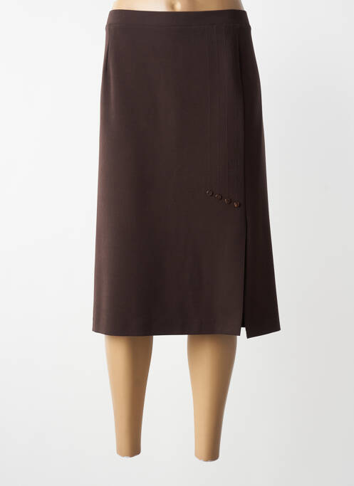 Jupe mi-longue coupe droite marron GRIFFON femme