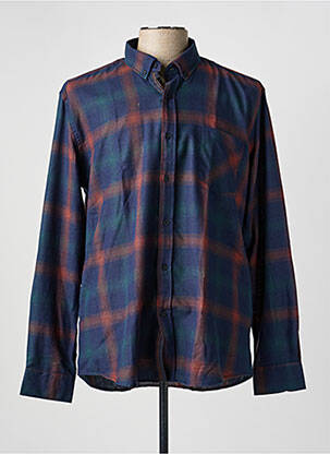 Chemise manches longues coupe droite bleu CAPTEN homme