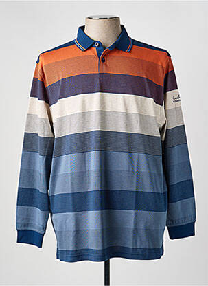 Polo imprimé rayures manches longues bleu HAJO homme