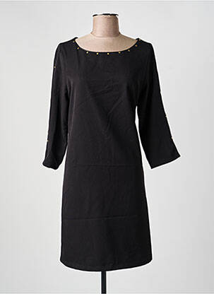 Robe mi-longue manches longues manches longues noir HALOGENE femme