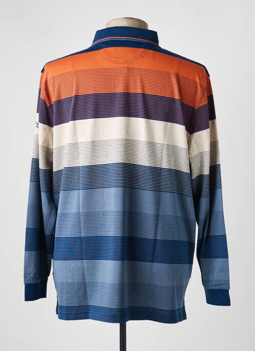 Polo imprimé rayures manches longues bleu HAJO homme
