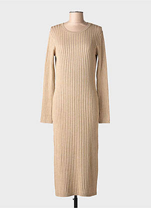 Robe longue manches longues manches longues marron MAJESTIC FILATURES femme