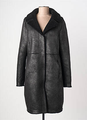 Manteau long coupe droite sans capuche noir OAKWOOD femme
