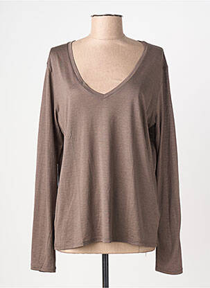 T-shirt manches longues manches longues marron MAJESTIC FILATURES femme