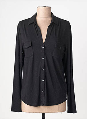 Chemisier coupe cintrée manches longues noir MAJESTIC FILATURES femme