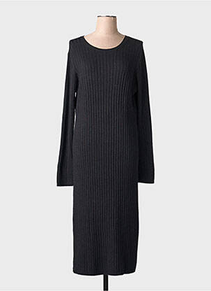 Robe longue manches longues manches longues noir MAJESTIC FILATURES femme