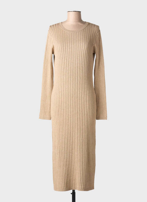 Robe longue coupe cintrée manches longues marron MAJESTIC FILATURES femme