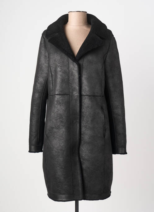 Manteau long coupe droite sans capuche noir OAKWOOD femme