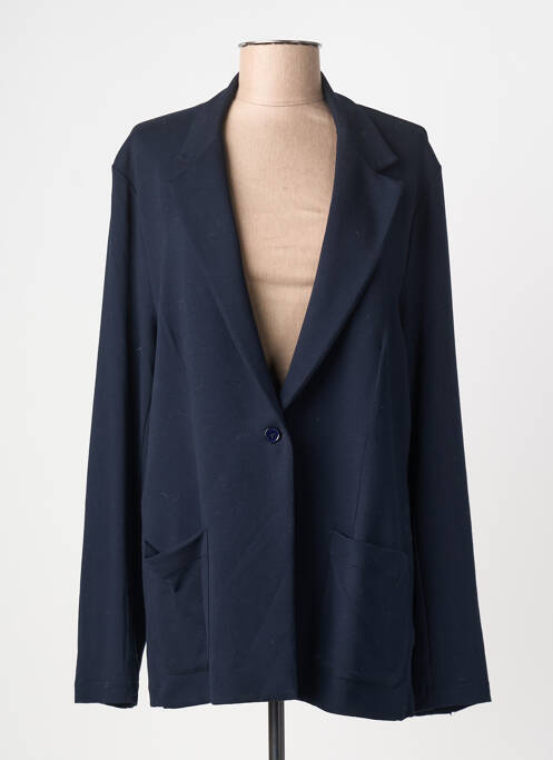 Veste casual col tailleur bleu MAJESTIC FILATURES femme