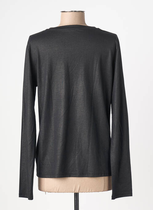 T-shirt col v manches longues noir MAJESTIC FILATURES femme