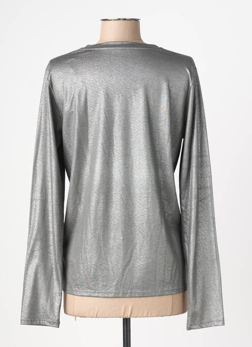 T-shirt col v manches longues gris MAJESTIC FILATURES femme