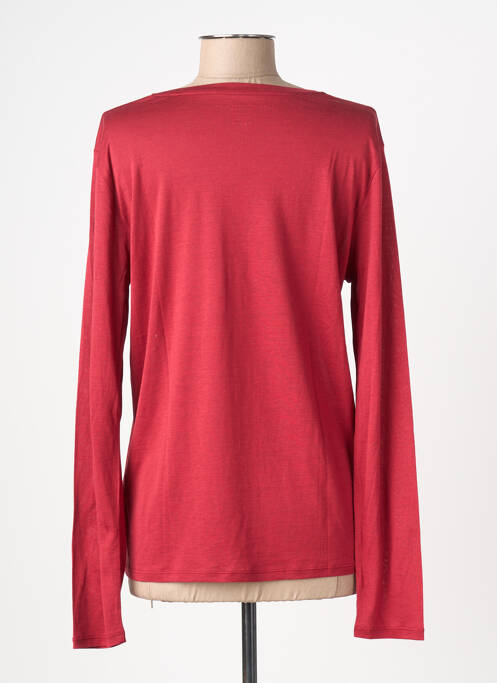 T-shirt col v manches longues rouge MAJESTIC FILATURES femme