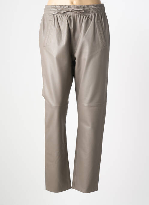 Pantalon droit taille élastique taille normale marron OAKWOOD femme