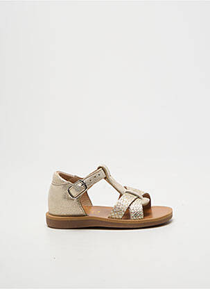 Sandales/nu pieds tissage satiné bout ouvert or POM D'API fille