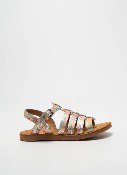 Sandales/nu pieds tissage satiné bout ouvert or POM D'API fille