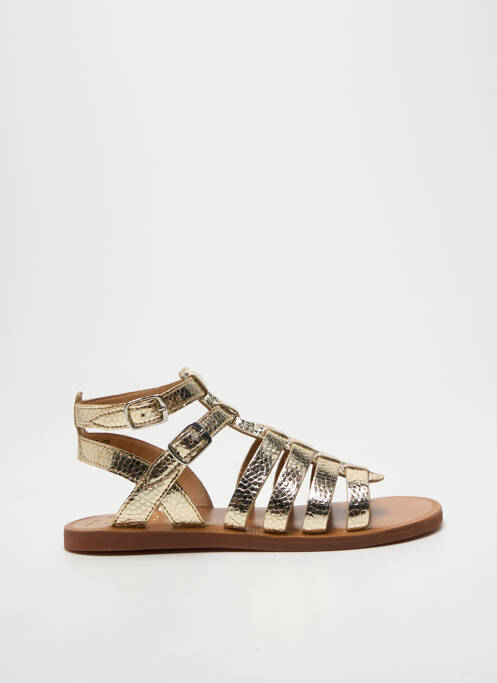 Spartiates tissage satiné bout ouvert or POM D'API fille