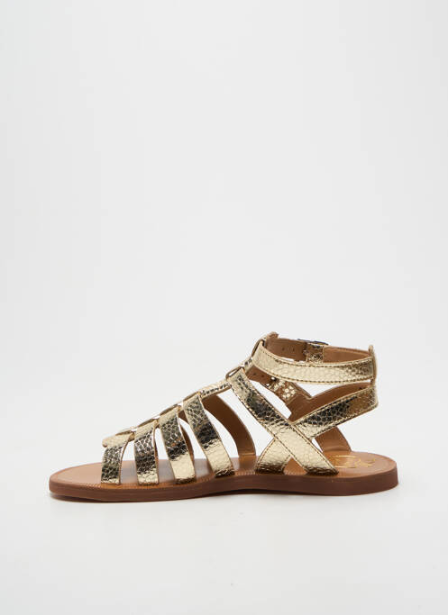 Spartiates tissage satiné bout ouvert or POM D'API fille