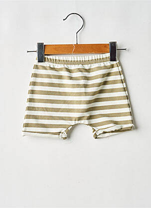 Short coupe droite taille élastique vert RIEN QUE DES BÊTISES garçon