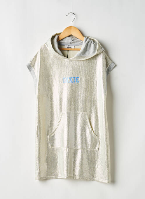 Sweat-shirt à capuche coupe droite manches courtes gris DIXIE fille