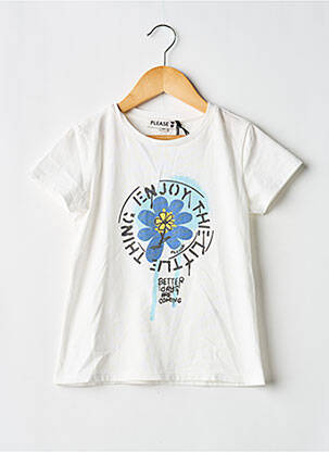 T-shirt coupe droite manches courtes blanc PLEASE fille