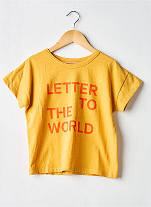T-shirt coupe droite manches courtes jaune LETTER TO THE WORLD fille