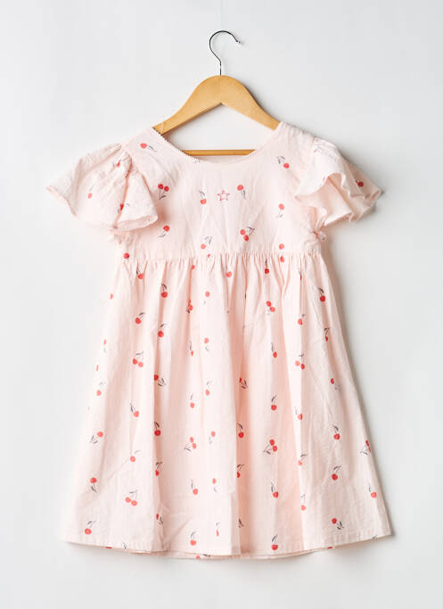 Robe courte tissage popeline manches courtes rose TOCOTO VINTAGE fille
