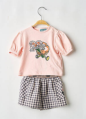 Ensemble short manches courtes rose KENZO fille