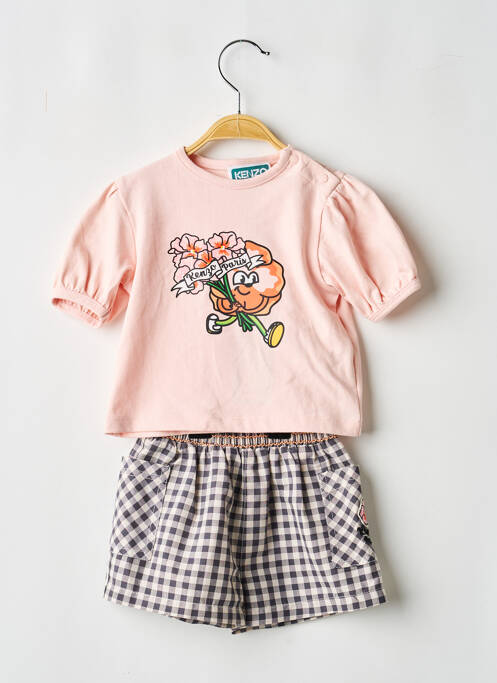 Ensemble short tissage popeline rose KENZO fille
