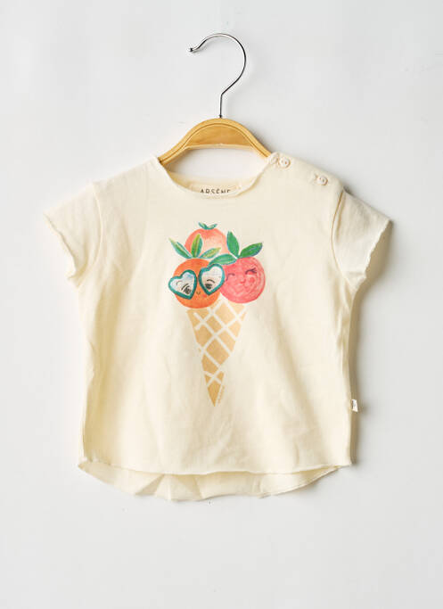 T-shirt stretch manches courtes beige ARSENE ET LES PIPELETTES fille