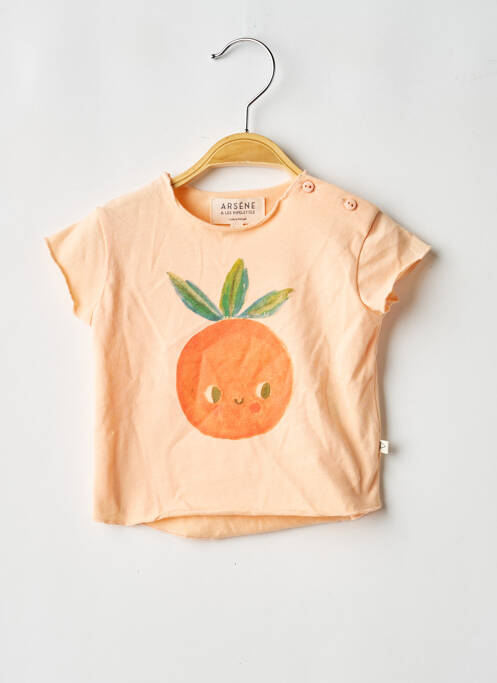 T-shirt stretch manches courtes orange ARSENE ET LES PIPELETTES fille