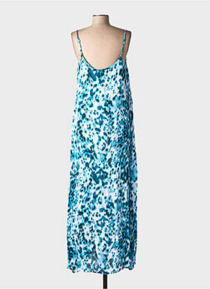 Robe longue manches bretelles ajustables fines bretelles bleu KAFFE femme
