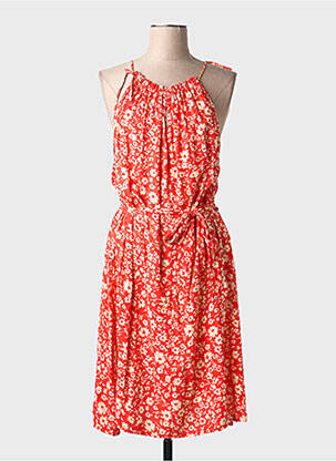 Robe mi-longue imprimé fleurs sans manche rouge FREEMAN T.PORTER femme
