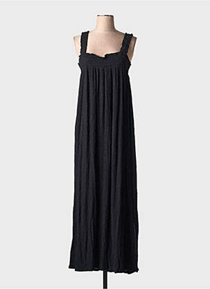 Robe longue tissage crêpe sans manche noir KAFFE femme