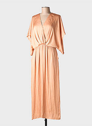 Robe longue manches courtes manches courtes orange SEE U SOON femme