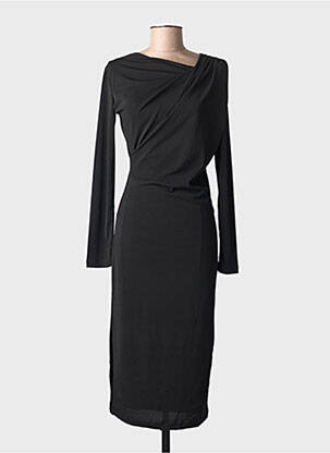 Robe mi-longue manches longues manches longues noir KAFFE femme