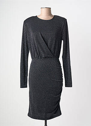 Robe mi-longue manches longues manches longues noir KAFFE femme