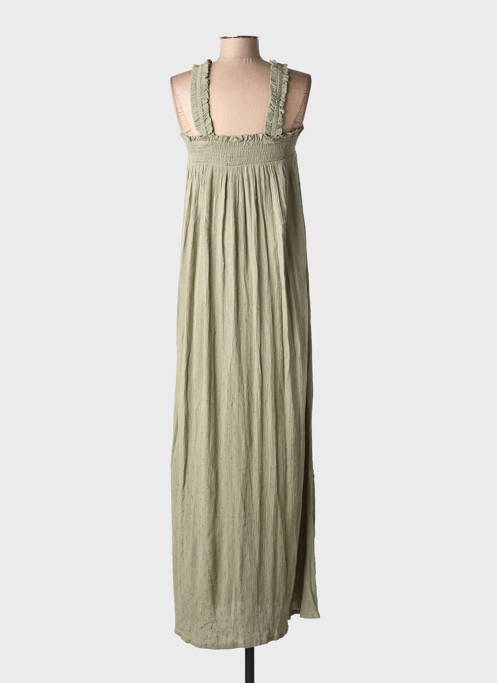 Robe longue tissage crêpe sans manche vert KAFFE femme
