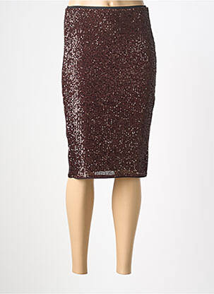 Jupe mi-longue taille élastique marron IN WEAR femme