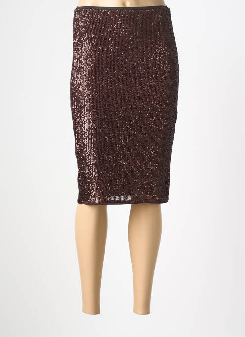 Jupe mi-longue taille élastique marron IN WEAR femme