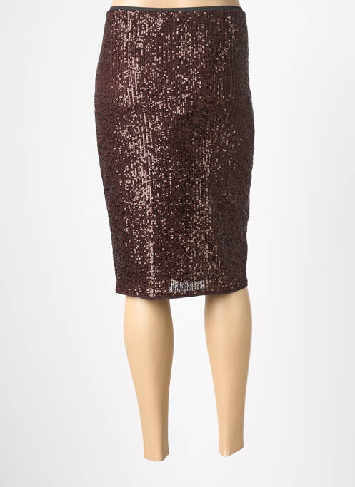 Jupe mi-longue taille élastique marron IN WEAR femme